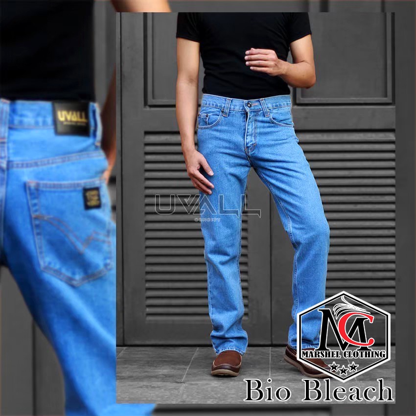 RCL - Celana Jeans Model Standar Reguler Uvall Pria - Coklat Cream Biru Navy Hitam ( 28-38 )