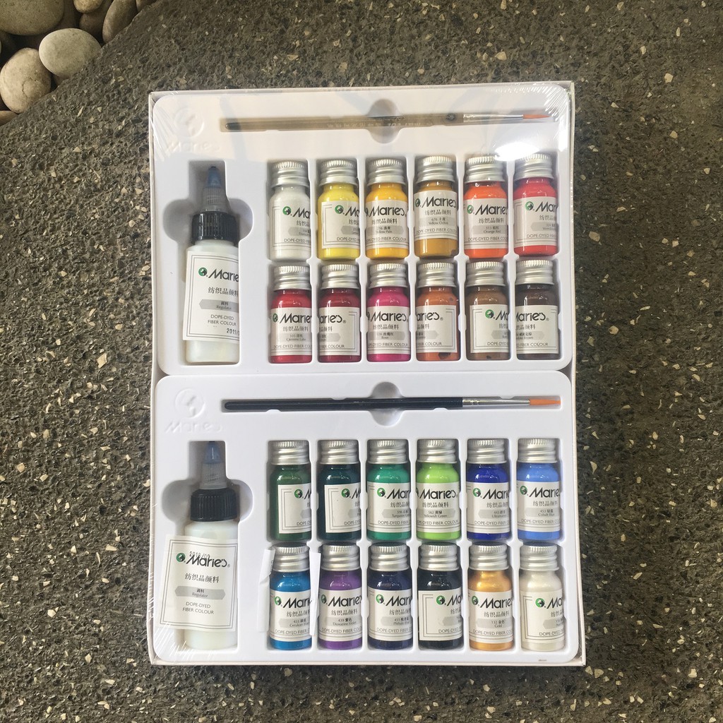 

Maries Fabric Color Paint Set 24 Colors - Cat Lukis Kain Textile Marie's 24 warna Tekstil Leather