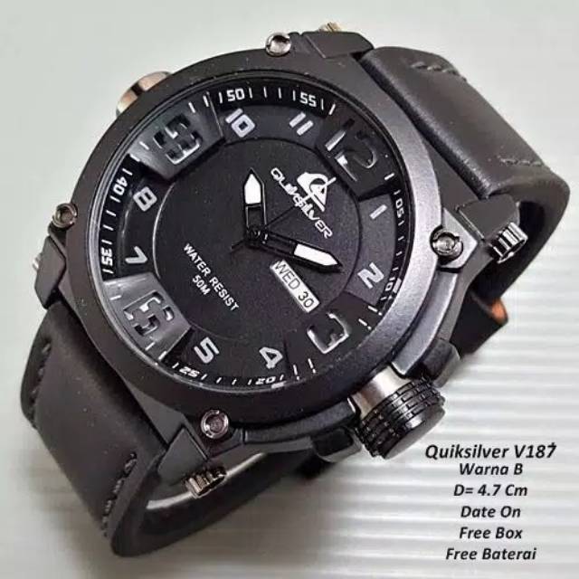 Jam Tangan Pria Sporty Quicksilver Hari/Tanggal Aktif Strap Kulit