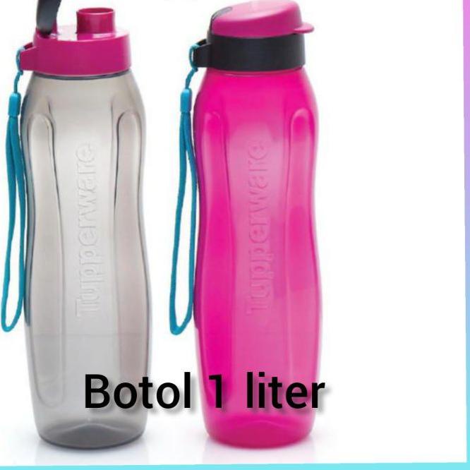 Terbaru[LR 038]Botol minum Tupperware 1 liter polos hitam pink
