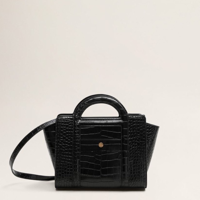 Mango croc effect tote bag tas hitam mango wanita