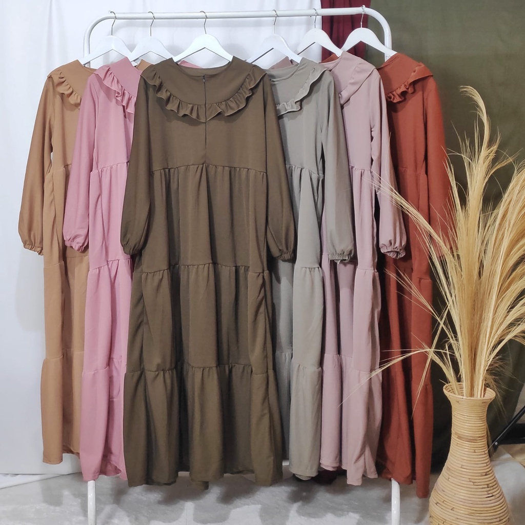 Dailythings Gamis BUSUI Rempel Wanita Jihane Ukuran Fit L sampai XL  Lingkar Dada 105cm Panjang 130cm