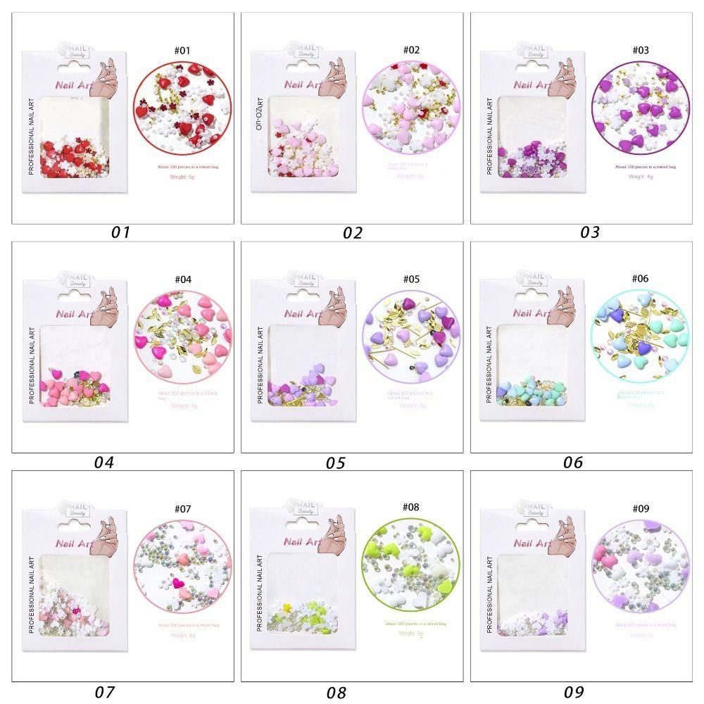 AUGUSTINA Augustina Nail Art Beads 3D Fashion Candy Color Salon Kuku DIY Bahan Kuku Wanita Jepang Perhiasan Kuku