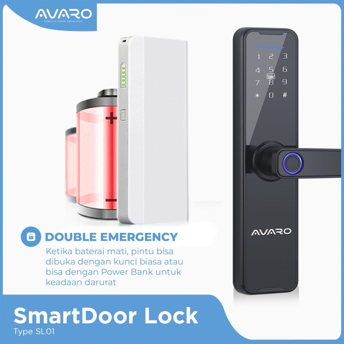 AVARO Smart Door Lock Handle RFID- Fingerprint Waterproof - SL01