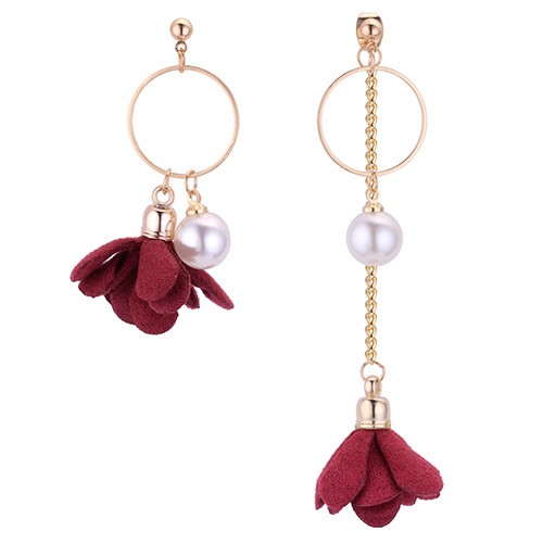 LRC Anting Tusuk Fashion  Flower Shape Decorated Earrings