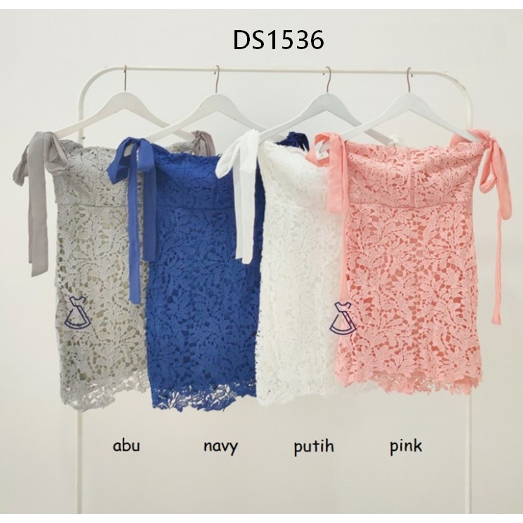 DS1536 - DRESS PESTA SABRINA BASIC LACE MINI DRESS WANITA MODERN MURAH