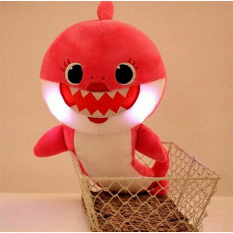 30cm Creative Children Shark English Song Music Lighting Cartoon Baby Plush Doll Music Shark Family Plush Light  Kids Toys