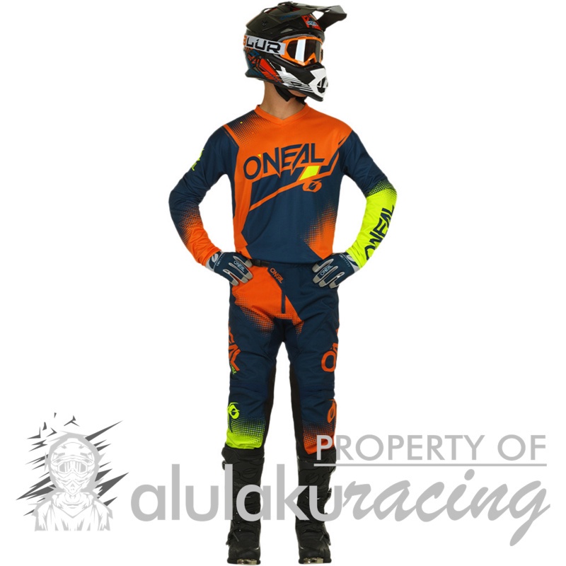 Jersey with Pants Oneal 2022 Element Racewear Blue Orange Neon Yellow - ON017