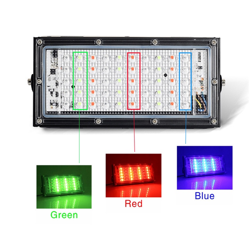LAMPU SOROT 50W RGB MODEL TIPIS IP65 / LAMPU TEMBAK TIPIS 50 WATT RGB
