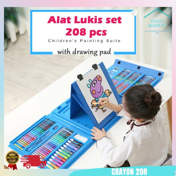 

Crayon Anak Pengasah 208pcs Set Alat Menggambar Melukis Anak-anak Crayon Cat Air Pensil