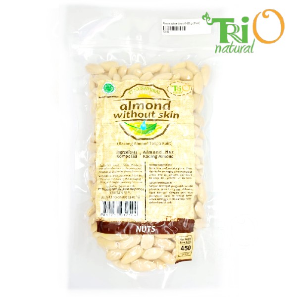 

Trio Natural Almond Whole Without Skin Raw 450 gram