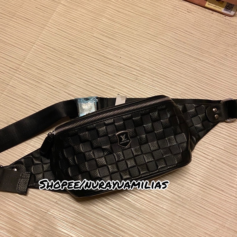 Tas selempang lv Kulit asli import waistbag pria waist bag kulit asli branded