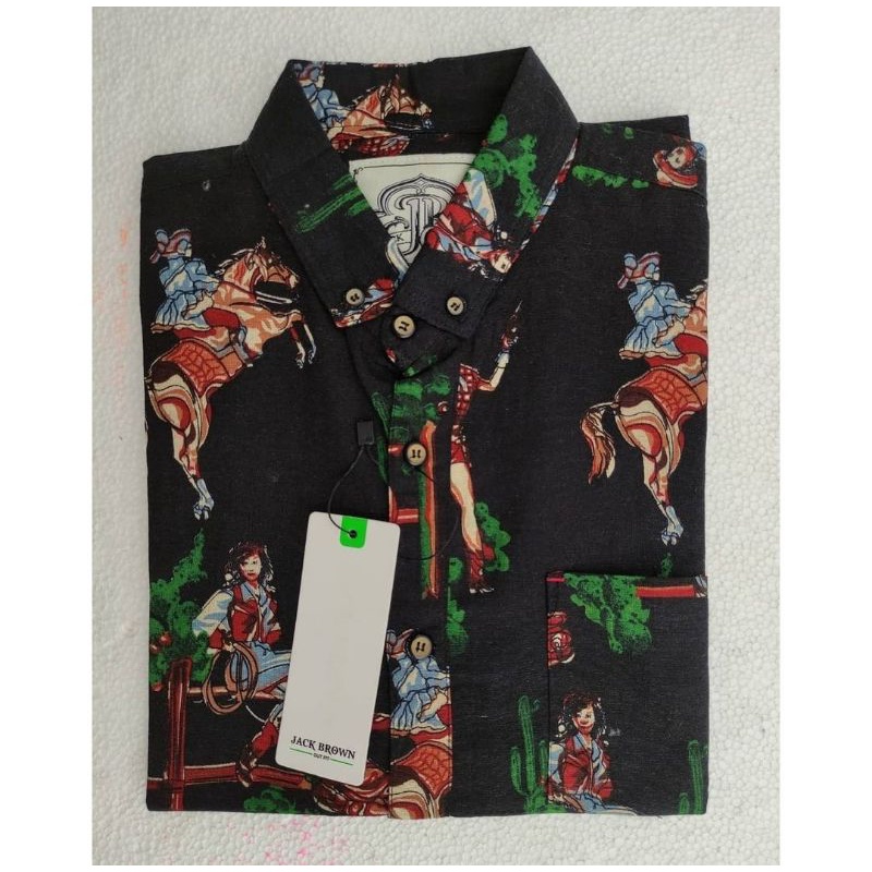 Kemeja Pantai Pria Lengan Pendek Berbagai Motiv || JACK BROWN