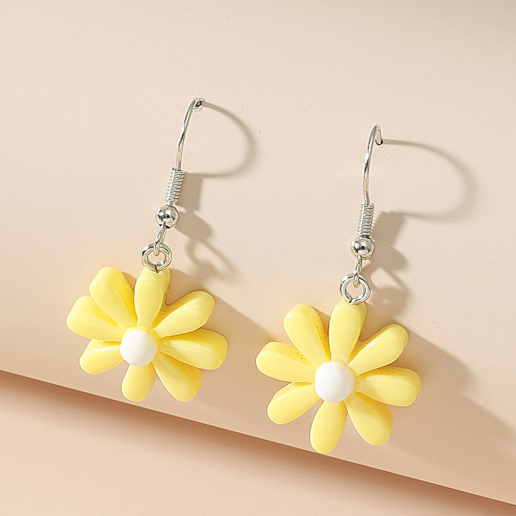 Korea Temperamen Resin Daisy Earrings Musim Panas Baru Net Merah Bunga Anting-Anting Perhiasan Wanita