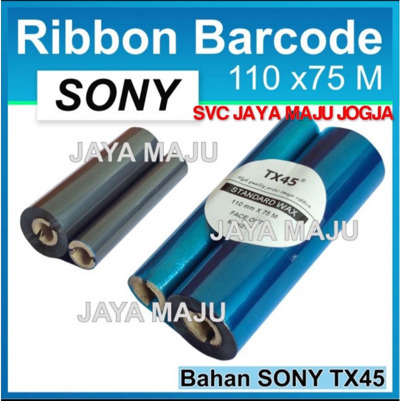 [ HONEYWELL ]  TX45   110 MM X 75 M   SONY STANDARD WAX - FACE OUT  ||  CORE ½"  ||  RIBBON BARCODE 