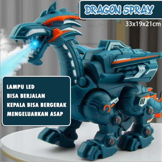 RESTOCK mainan robot naga spray dragon bisa jalan sembur asap