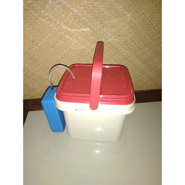 Box mini tempat umpan udang/ikan hidup+Airator portable  baterai