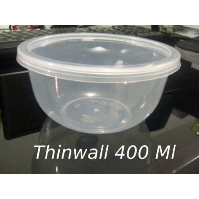 Mangkok Plastik - Mangkok Kuah 400 Ml - Es Mini - Bakso - ISI 25 + TUTUP