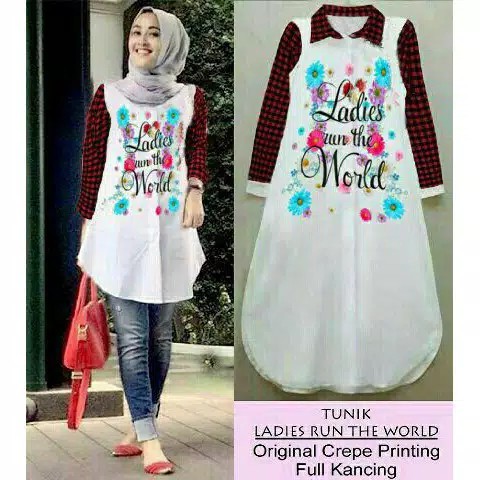 TUNIX LADIES RUN THE WORLD BAHAN CREPE PRINTING LD 96 PJ 86