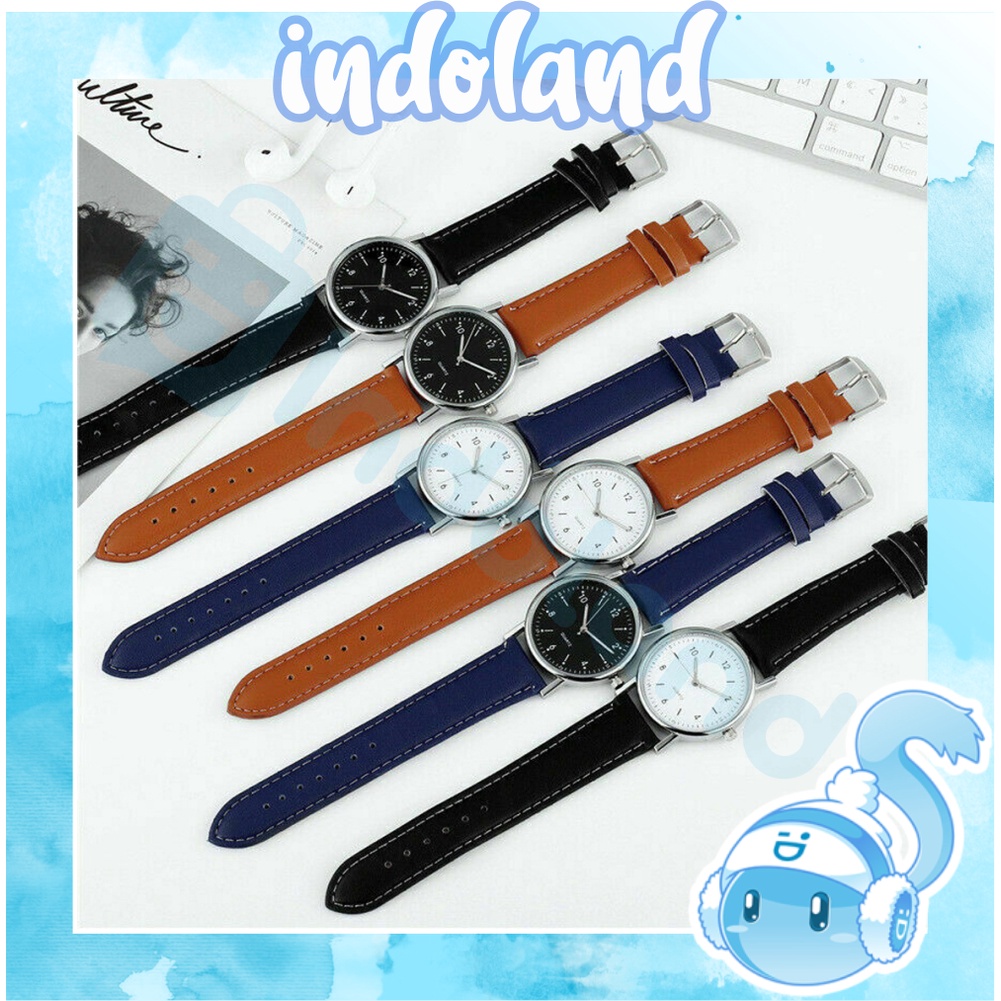 ☀ INDOLAND ☀ JT044 Jam Tangan Wanita Casual Analog Quartz Dial Bulat Retro Korean Import