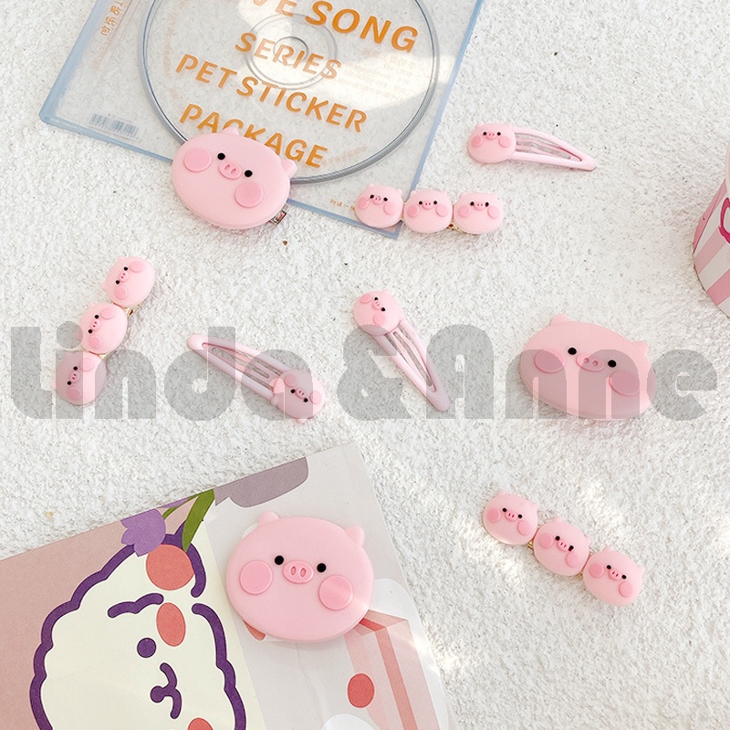 Jepit Rambut Anak Perempuan Lucu Model Babi Warna Pink - Hairpin Pig Women Cute Import