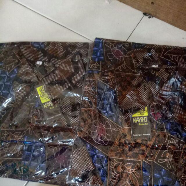 M L Xl Xxl Hrb026 Grosir Kemeja Batik Lengan Pendek Motif Hitam Manis Batik Seragam Sogan Jalu