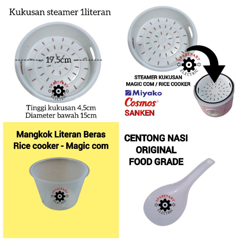 STEAMER KUKUSAN / GELAS TAKARAN / CENTONG UNTUK MAGIC COM - RICE COOKER MIYAKO COSMOS DLL