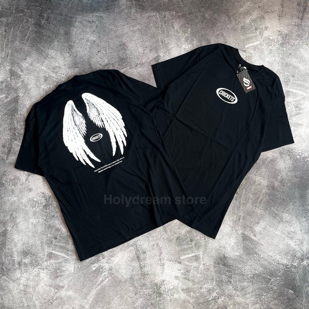 KAOS DISTRO PRIA / KAOS DISTRO / KAOS PRIA / KAOS OVERSIZE / KAOS CRICKET OVAL SAYAP HITAM / KAOS KA