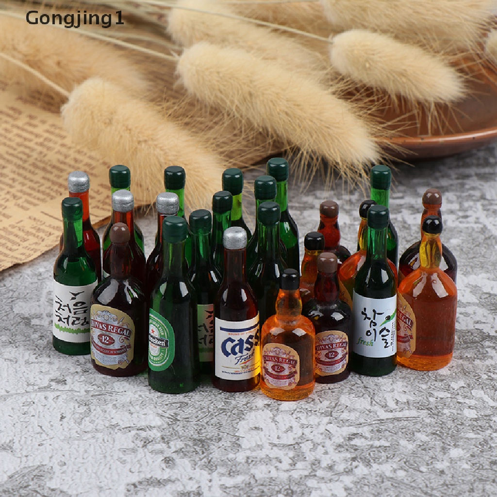 Gongjing1 8pcs Miniatur Botol Wine Mini Dekorasi Rumah Boneka 1: 12