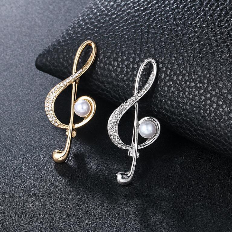 Bros Bentuk Simbol Musik Gaya Korea brooch fashion pearl bross pin tuspin