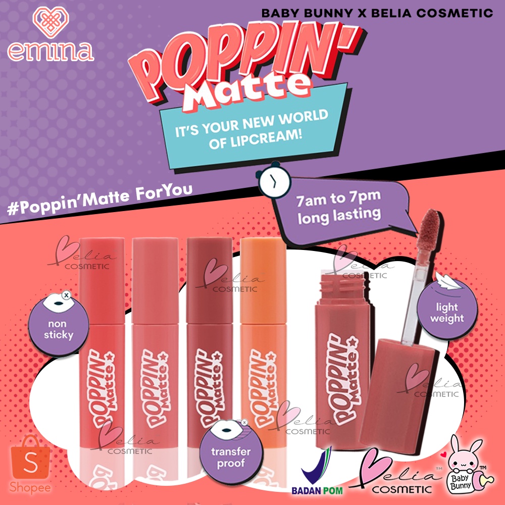 ❤ BELIA ❤ EMINA Poppin Matte 4.5 g | Lip Matte (✔BPOM)
