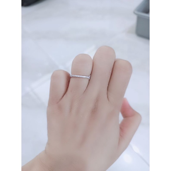 cincin perak925asli lapis emas/cincin listring mata putih satu baris/cincin silver925/cincin fashion