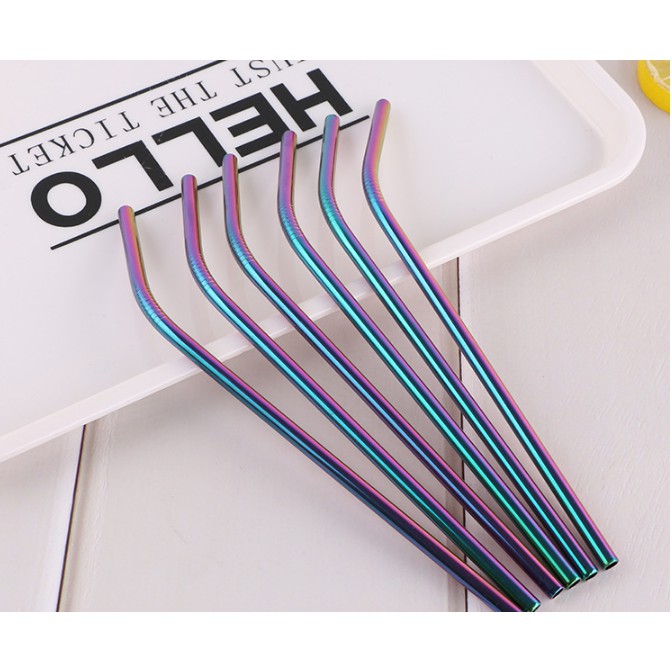 RAINBOW Sedotan Stainless Steel Straw Sedotan Metal Ramah Lingkungan