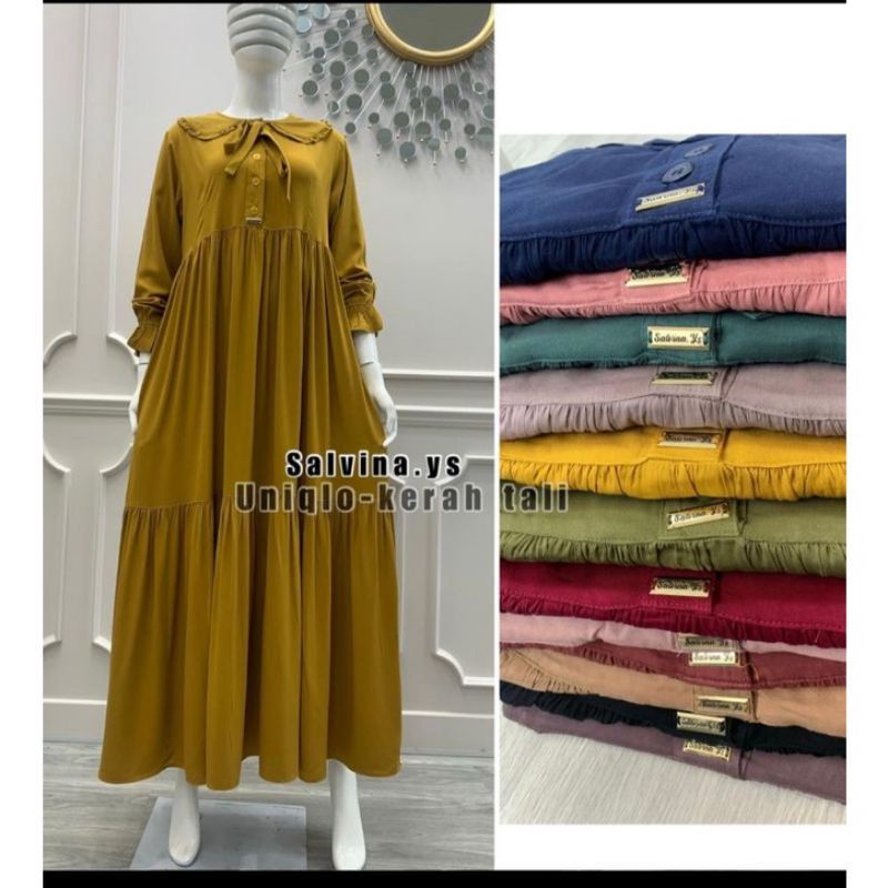 Gamis salvina kerah tali uniqlo
