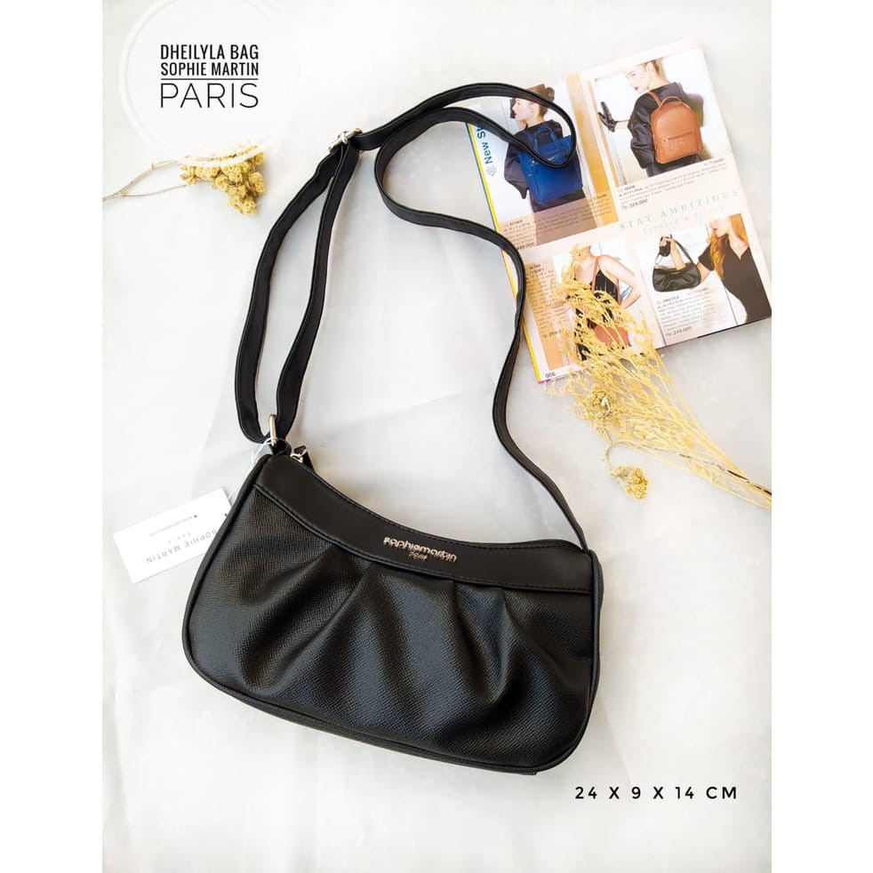 Tas Selempang Wanita Dheilyla Black Sophie Martin Paris Promo Kekinian 2025 Original Sling Bag COD