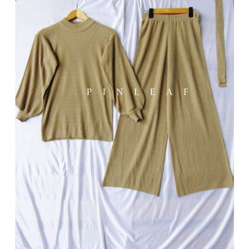 ONE SET-SETCEL KULOT + SWEATER BALON KNIT-SCBLN-Tortilla