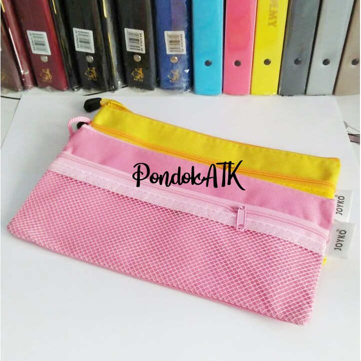 

Kotak Pensil Jaring-jaring Warna Map Zipper Jaring JOYKO