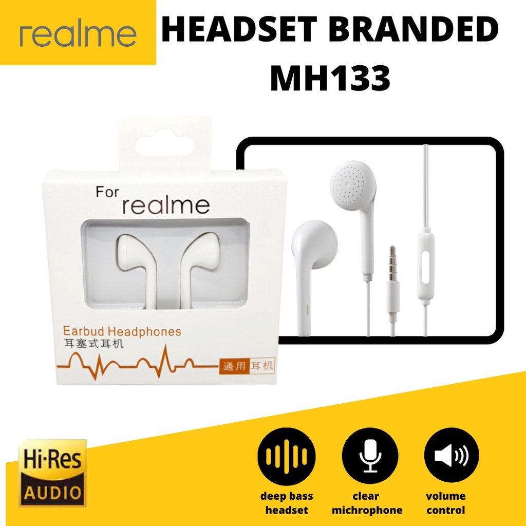 HEADSET / HANDSFREE MH-133  REALME  PLUS MIC bisa buat semua tipe hp