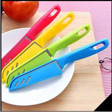 &lt;^ SJA ^&gt; Pisau Dapur Sarung Garis 3 Stainless Steel Telenan Plastik - Tatakan Spatula Buah Sayur Pisau tajam serbaguna- t