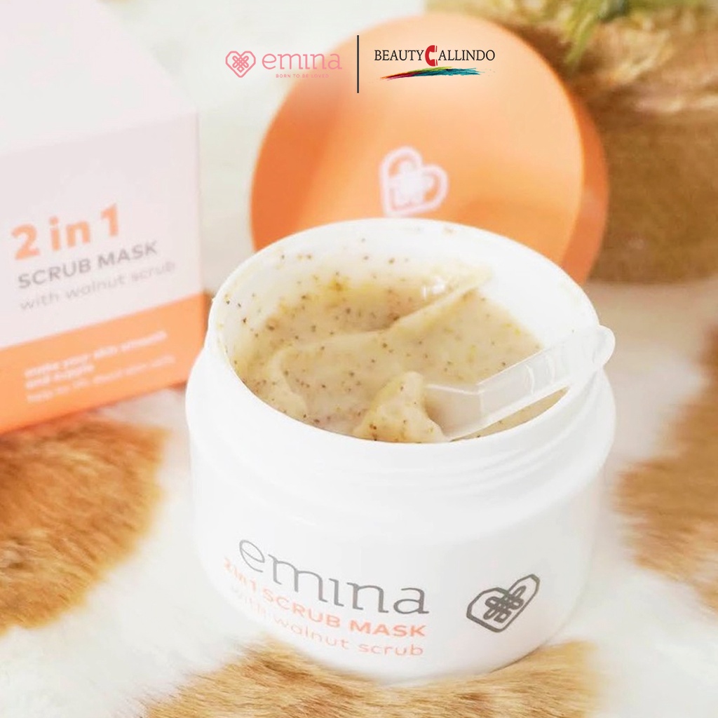 Emina 2 In 1 Scrub Mask With Walnut | Masker Scrub