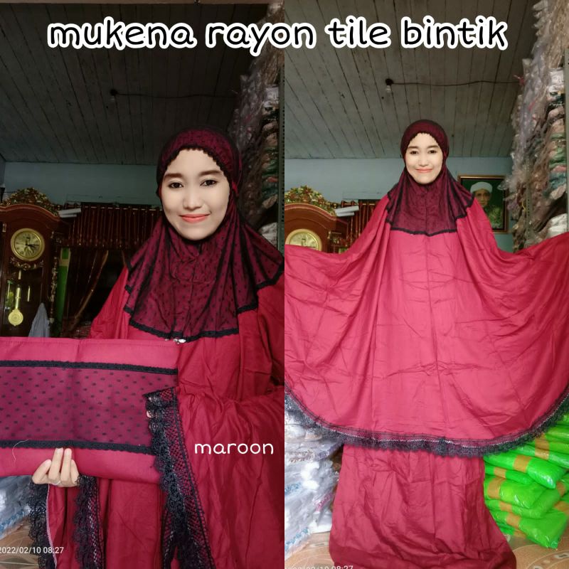 Mukena Setelan Dewasa Rayon Mix Tile Bintik Polkadot / Mukena Dewasa Jumbo Terbaru Terkini Modern Me