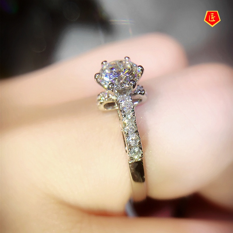 [Ready Stock]New Creative Bowknot Ring Pt950 Moissanite