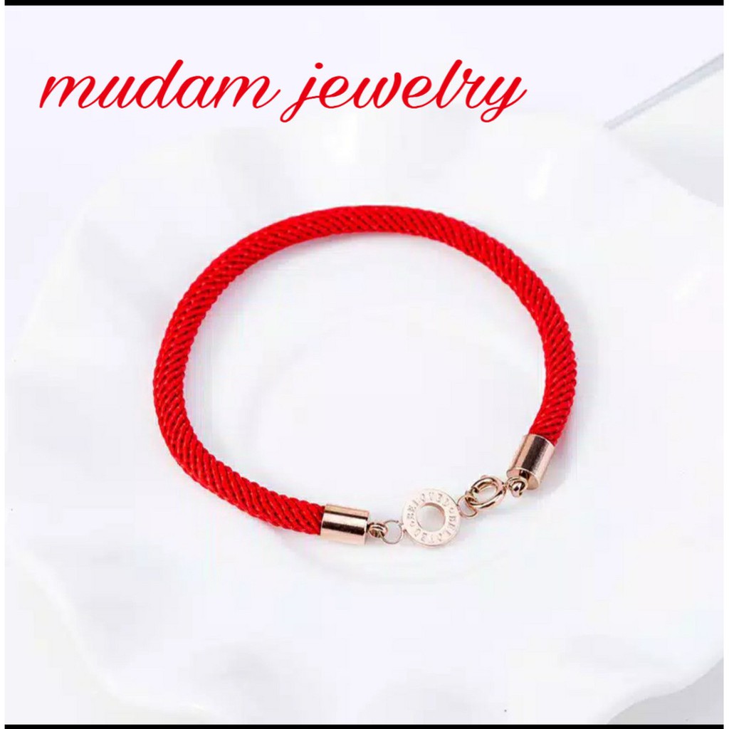 Gelang Tali Merah Ring Bvlgari Dengan Pengait Titanium