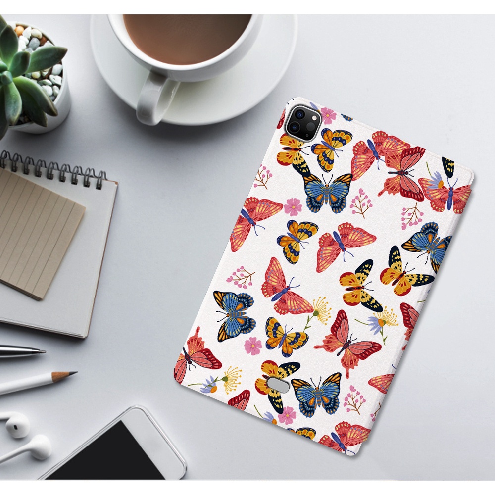 Casing Kulit Untuk iPad Pro 11 2021 2020 2018 Tablet Flip Casing Untuk iPad Pro 11-inch 3rd 2nd 1st generation Fashion Fancy Color Butterfly Series Stand Cover