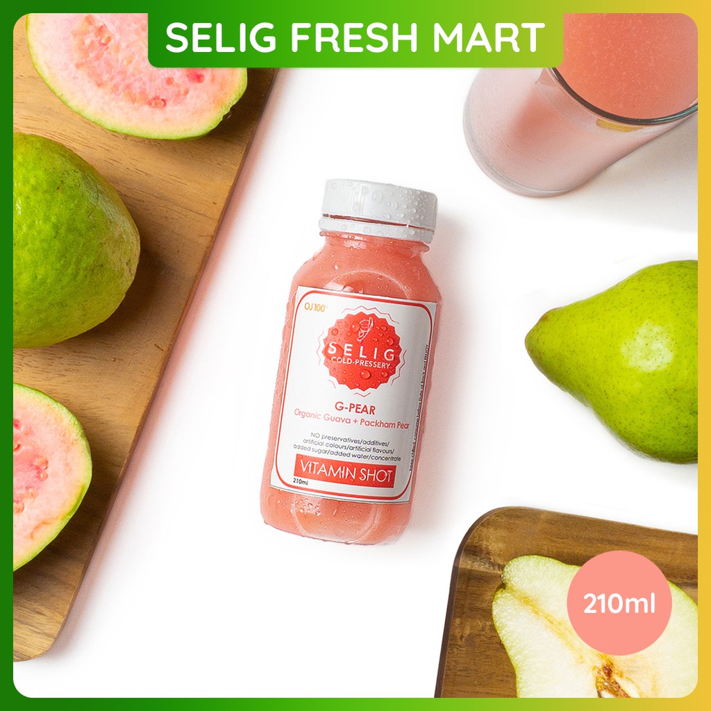 

Cold Pressed Juice 100% Jambu Organik & Pear Packham 210ml Jus Buah G-Pear - Selig Fresh Mart