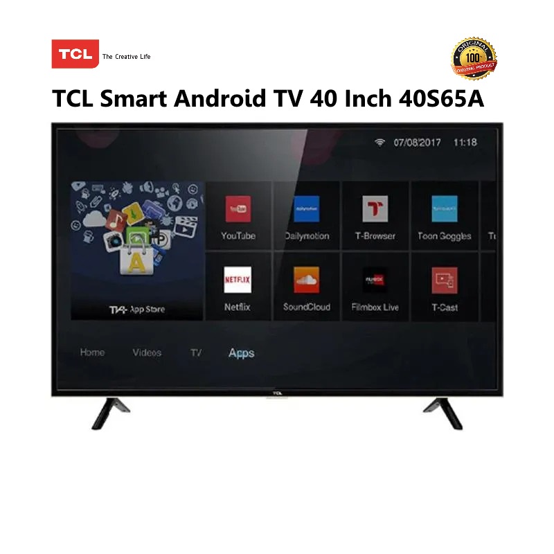 TCL Smart TV 40 Inch 40S65A TV LED Android TV Full HD Ai Netflix L40S65A- Borderless