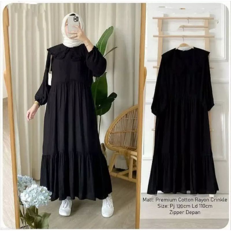 MIDI DRESS KEKINIAN POLOS BUSUI SLETING DEPAN HIJAB OOTD TERBARU / BAJU WANITA KOREAN STYLE FRIENDLY