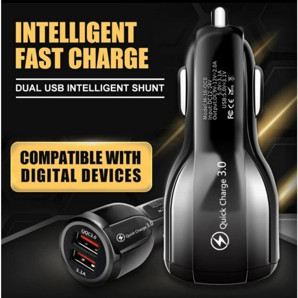 CAR QUICK CHARGER QUALCOMM FAST CHARGING CHARGER CASAN HP MOBIL QC 3.0