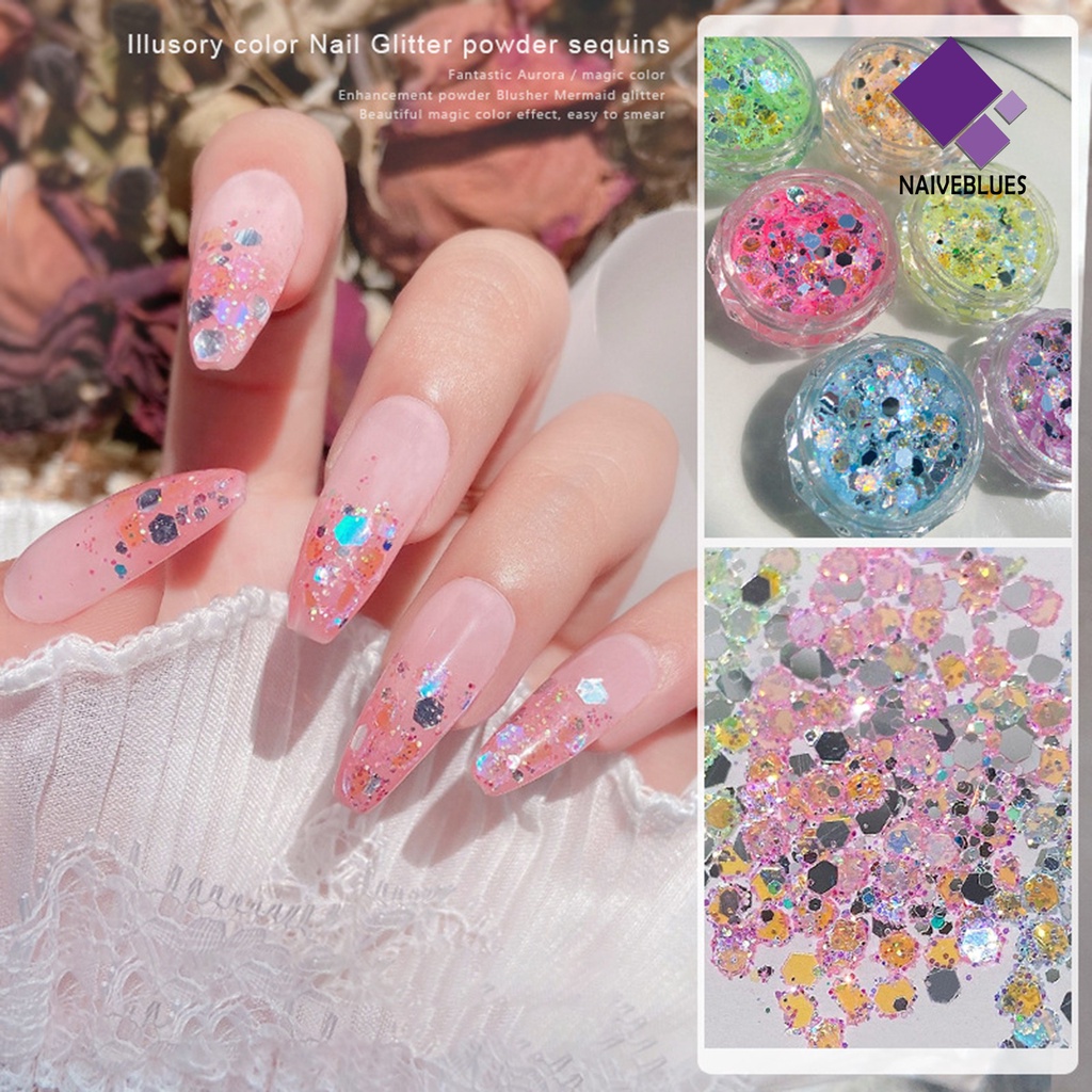 Naiveblue 1 Kotak Payet Kuku Ultra Tipis Efek Visual Berkilau Untuk Dekorasi Nail Art