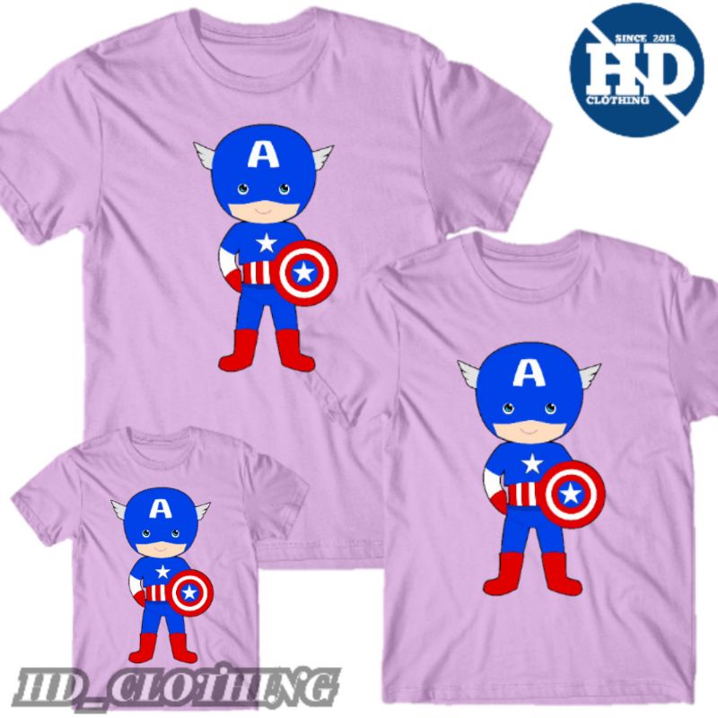 Kaos Anak Ibu dan Ayah Gambar CAPTAIN AMERICA Superhero KODE ANAK 32 combed 30s